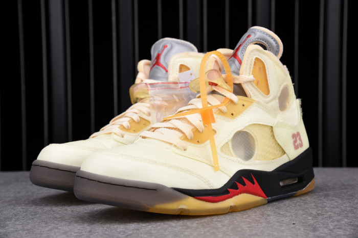 OF x Air Jordan 5 Sail Red DH8565-100