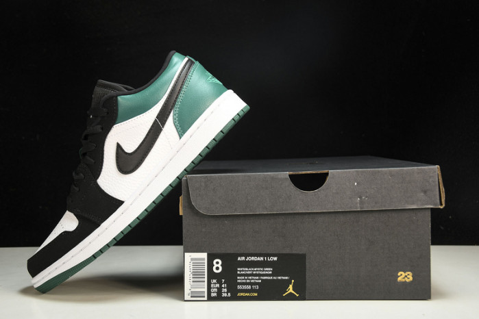 Jordan 1 Low White Black Mystic Green  553558-113