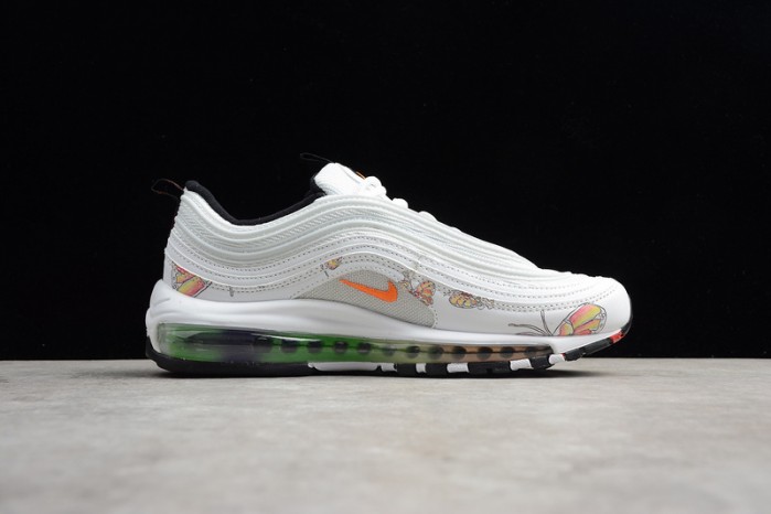 Nike womens Air Max 97 white-orange flower 921733-101