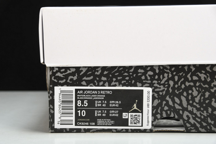 Jordan 3 Retro Laser Orange  - CK9246-108