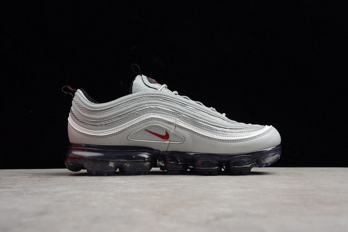 nike mens AIR VAPORMAX 97 "SILVER BULLET" metallic silver varsity red AJ7291-002