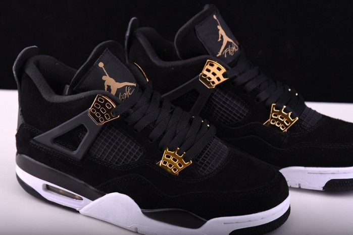 Air Jordan 4 “Royalty”  Black/Metallic Gold-White mens 308497-032