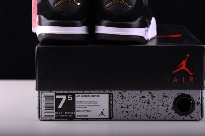 Air Jordan 4 “Royalty”  Black/Metallic Gold-White mens 308497-032