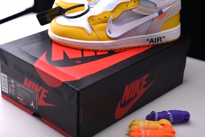 2019 Air Jordan 1 x OF NRG White/Dark Powder Yellow-Cone AQ0818-149