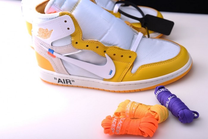 2019 Air Jordan 1 x OF NRG White/Dark Powder Yellow-Cone AQ0818-149
