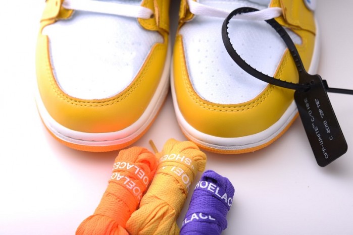 2019 Air Jordan 1 x OF NRG White/Dark Powder Yellow-Cone AQ0818-149